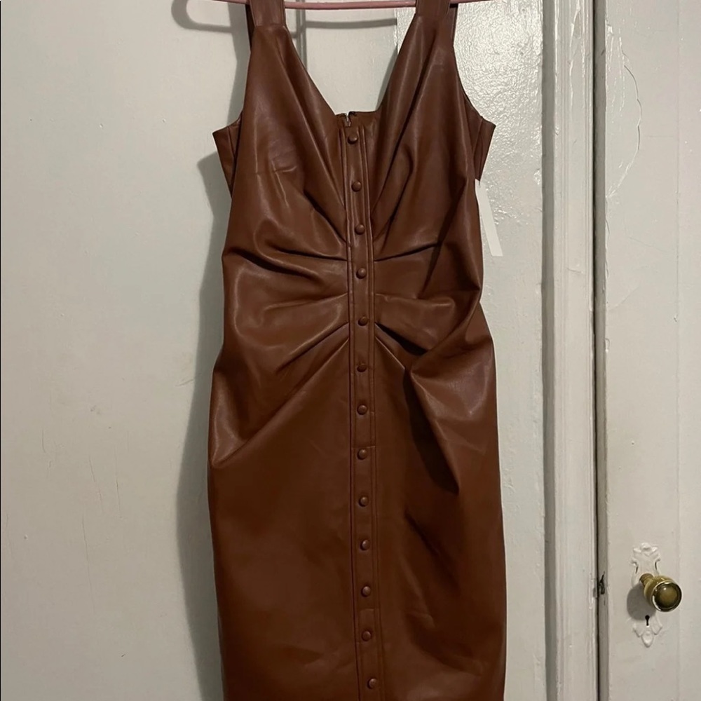Brown leather dress